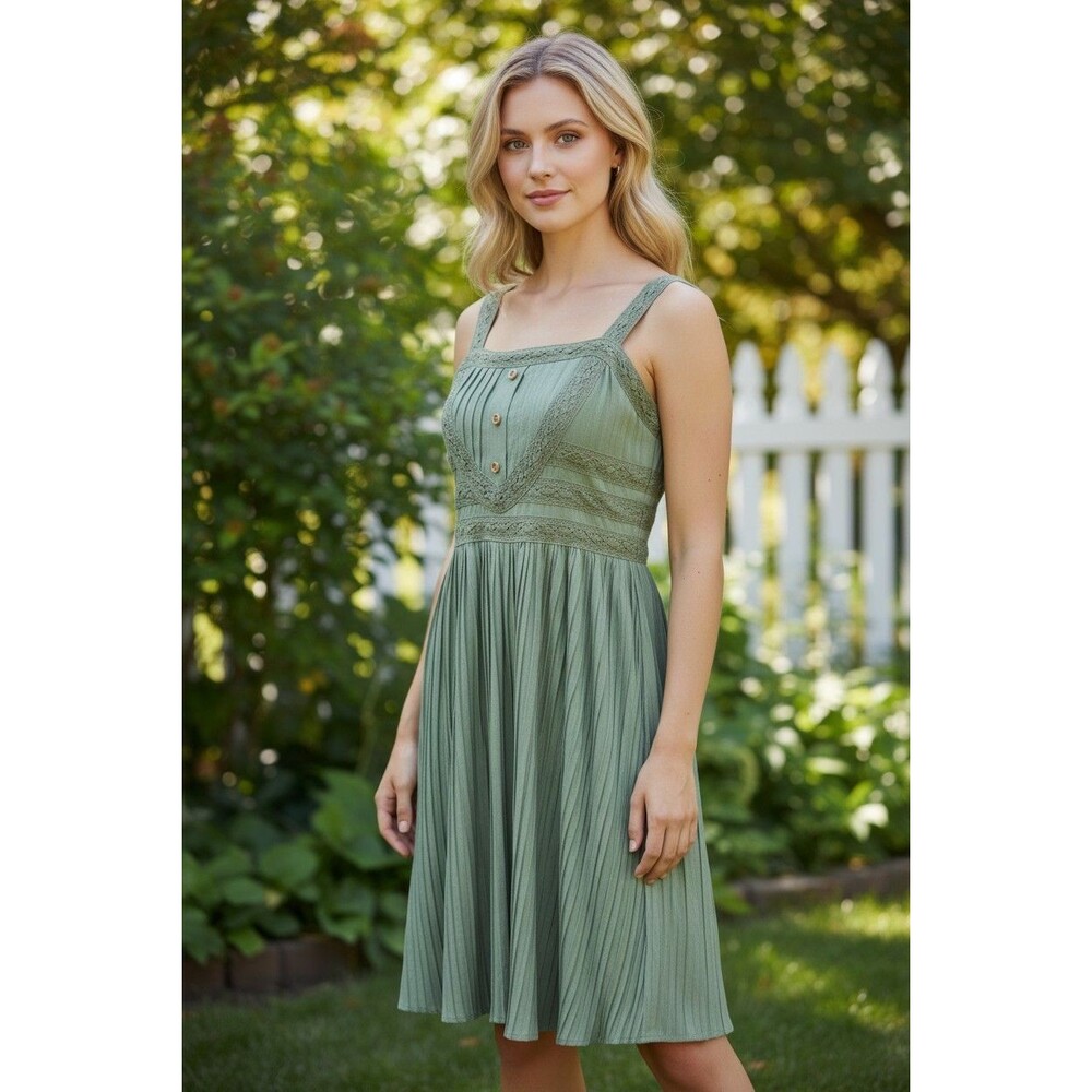 Matilda Jane with Joanna Gaines Grass Roots Dress Sage Cottagecore Prairie Sz S